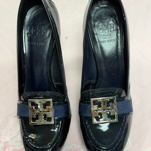 Tory Burch-Women-Blue Navy Patent leather-heel Dress shoes.Sz-7M.Brazil.Used.